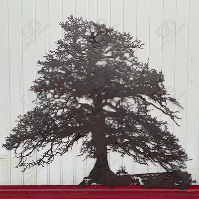 Tác phẩm điêu khắc bằng thép Corten hình cây có thể tùy chỉnh để trang trí công viên