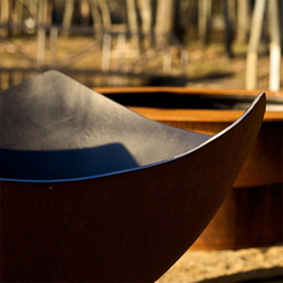 Hố lửa bằng thép Corten đốt gỗ cho trang trí sân trong