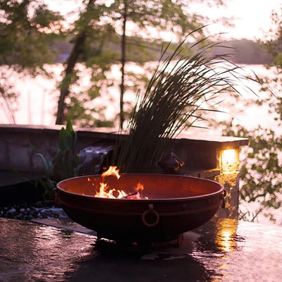 37 inch thời tiết thép tròn thép chịu lửa Hố cắm trại di động ngoài trời Brazier