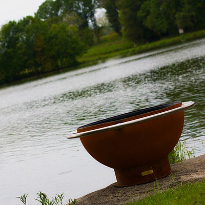 Hố lửa bằng thép Corten 120cm di động lớn cho sân trong