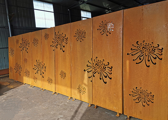 3mm Mẫu hoa cúc kim loại Đồ trang trí sân vườn Tấm cắt bằng thép Corten