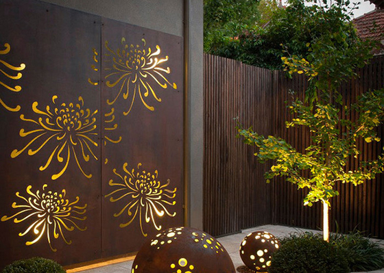 3mm Mẫu hoa cúc kim loại Đồ trang trí sân vườn Tấm cắt bằng thép Corten