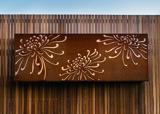 3mm Mẫu hoa cúc kim loại Đồ trang trí sân vườn Tấm cắt bằng thép Corten