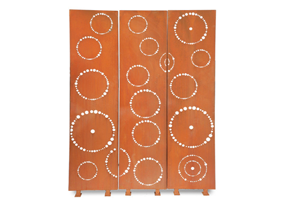 1800x900mm Đồ trang trí sân vườn bằng kim loại Màn hình trang trí bằng thép Corten Mẫu hình tròn