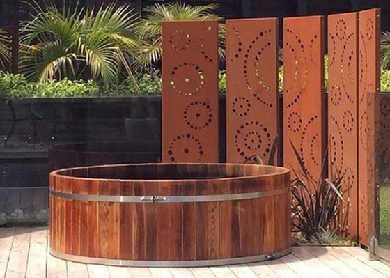 1800x900mm Đồ trang trí sân vườn bằng kim loại Màn hình trang trí bằng thép Corten Mẫu hình tròn