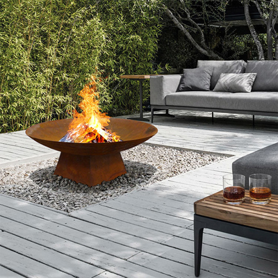 Làm bằng gỗ tròn đốt bằng thép Corten Nơi giữ ấm Giữ ấm Sử dụng trong vườn