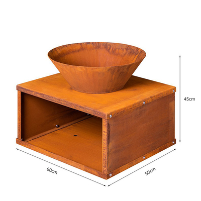100 cm Cảnh quan khu vườn Lò sưởi cắm trại bị gỉ sét tròn 100 cm Thép Corten