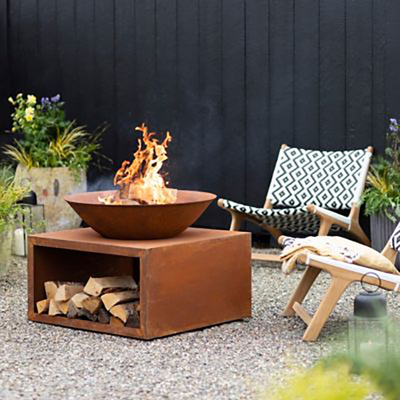 100 cm Cảnh quan khu vườn Lò sưởi cắm trại bị gỉ sét tròn 100 cm Thép Corten