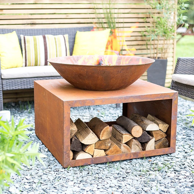 100 cm Cảnh quan khu vườn Lò sưởi cắm trại bị gỉ sét tròn 100 cm Thép Corten