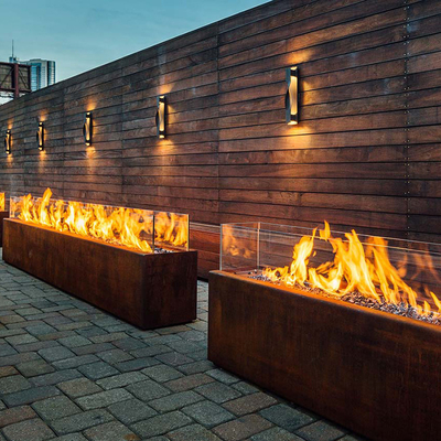 1500mm Lò sưởi kim loại hình chữ nhật Corten Thép Thẩm mỹ hiện đại