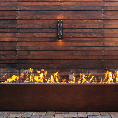 1500mm Lò sưởi kim loại hình chữ nhật Corten Thép Thẩm mỹ hiện đại