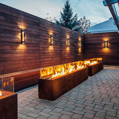 1500mm Lò sưởi kim loại hình chữ nhật Corten Thép Thẩm mỹ hiện đại