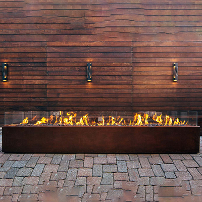 1500mm Lò sưởi kim loại hình chữ nhật Corten Thép Thẩm mỹ hiện đại