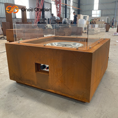 Lò sưởi bằng thép ngoài trời Sân vườn Trang trí Hình vuông Corten Thép chữa cháy