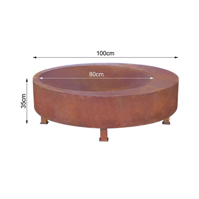 Đốt gỗ Hố lửa bằng thép phong hóa lớn Bát lửa ngoài trời 600mm-1500mm