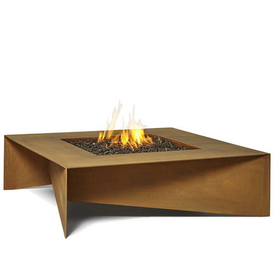 Bàn cháy bằng thép Corten hình chữ nhật 72 inch Rusty Rusty Đốt bằng gỗ