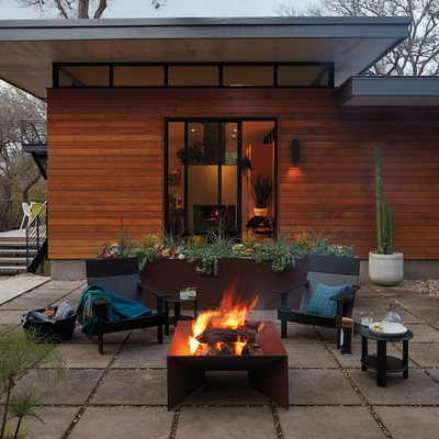 Hình vuông bằng gỗ Đốt Corten Thép Hố dày 3mm