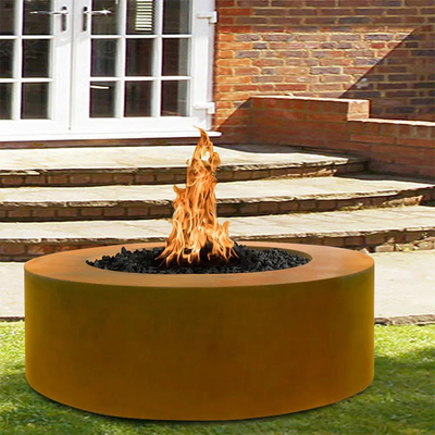Vườn ngoài trời tròn Corten hố lửa bằng thép cắm trại để đốt gỗ bên ngoài