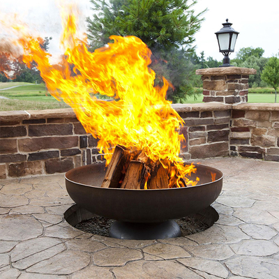 Hố lửa bằng thép hình tròn mộc mạc Brazier bằng thép Corten cho sân sau ngoài trời