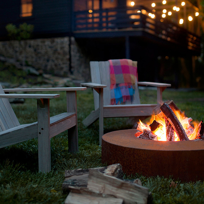 Decprative Round Wood Burning Corten Steel Fire Pit Bowl 70cm
