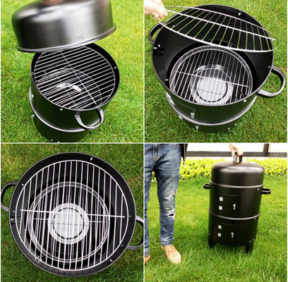 Lò nướng ngoài trời có chiều cao 18 &quot;Nướng than di động 3 trong 1 đa chức năng