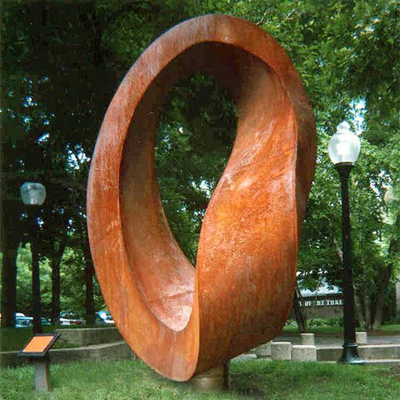 Nhẫn trừu tượng hiện đại Mộc mạc trừu tượng Điêu khắc bằng thép Corten Tượng kim loại lớn