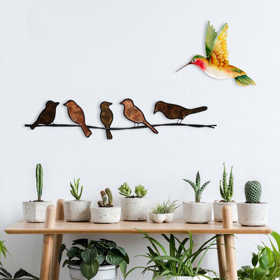 Gnee Garden 6 &quot;Chiều cao Tác phẩm điêu khắc tường chim bằng kim loại đương đại trong nhà
