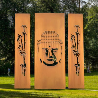 Màn hình bằng thép Corten 1500mm GN-SH-204 Cắt bằng Laser Ngăn riêng tư Đồ trang trí sân vườn bằng kim loại