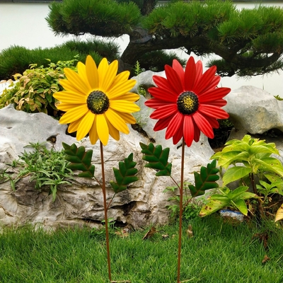 Hướng dương Cối xay gió Kim loại Chong chóng trong Vườn Tác phẩm điêu khắc gió cho Bãi cỏ sân hiên ban công