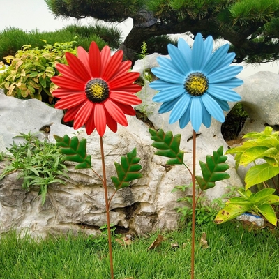 Hướng dương Cối xay gió Kim loại Chong chóng trong Vườn Tác phẩm điêu khắc gió cho Bãi cỏ sân hiên ban công